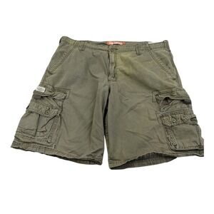 Lee Men's 38 Cargo Shorts Olive Green Baggy Military Y2K Skater Flat Front